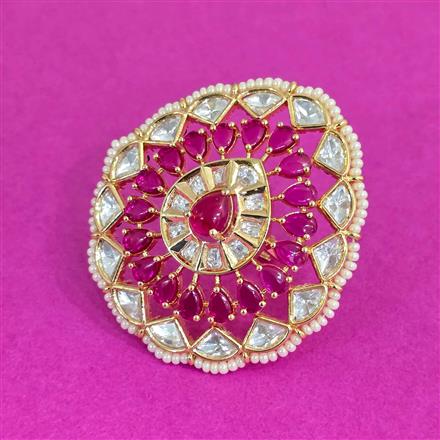 Kundan Adjustable Ring With Carat Plating