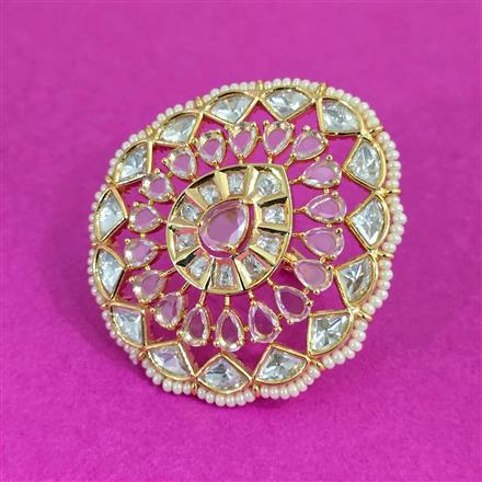 Kundan Adjustable Ring With Carat Plating