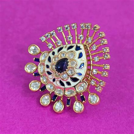Kundan Adjustable Ring With Carat Plating