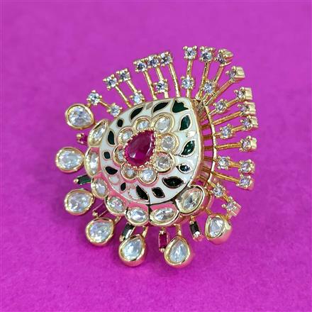 Kundan Adjustable Ring With Carat Plating