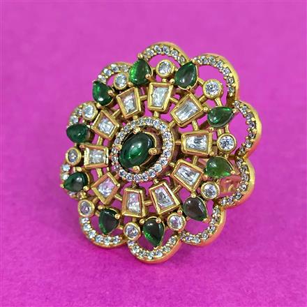 Kundan Adjustable Ring With Victorian Plating