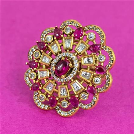 Kundan Adjustable Ring With Victorian Plating