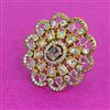 Kundan Adjustable Ring With Victorian Plating