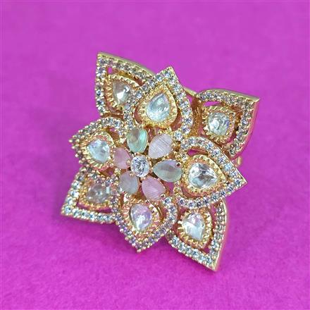 Kundan Adjustable Ring With Carat Plating