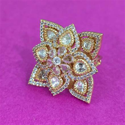 Kundan Adjustable Ring With Carat Plating
