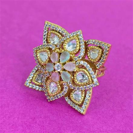 Kundan Adjustable Ring With Victorian Plating