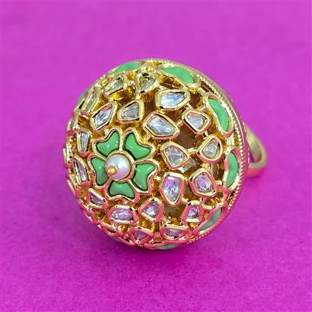 Kundan Adjustable Ring With Carat Plating