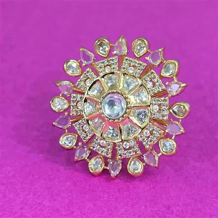 Kundan Adjustable Ring With Carat Plating