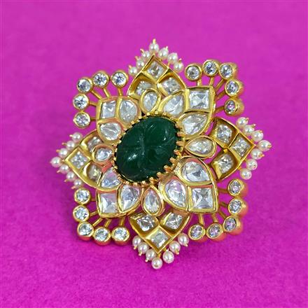 Kundan Adjustable Ring With Victorian Plating