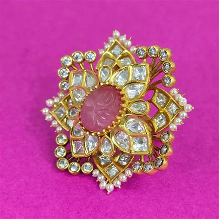 Kundan Adjustable Ring With Victorian Plating
