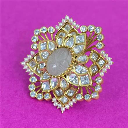 Kundan Adjustable Ring With Victorian Plating