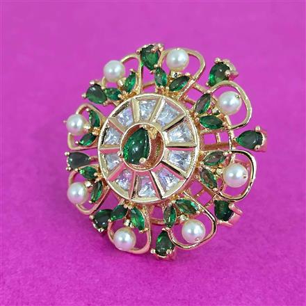 Kundan Adjustable Ring With Carat Plating