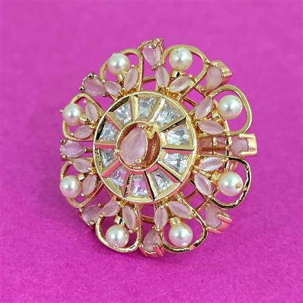 Kundan Adjustable Ring With Carat Plating