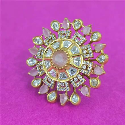 Kundan Adjustable Ring With Victorian Plating