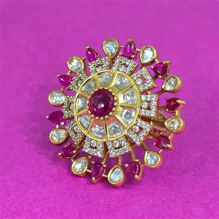 Kundan Adjustable Ring With Victorian Plating
