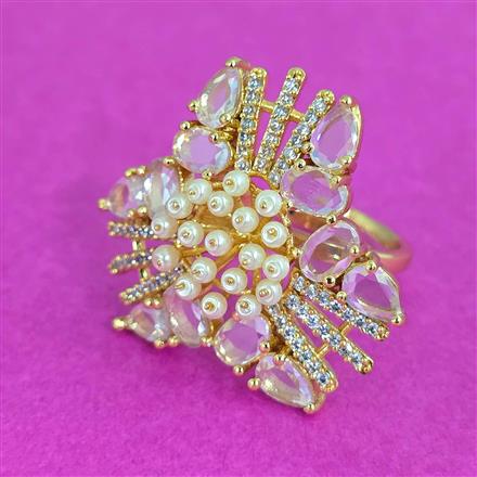 Kundan Adjustable Ring With Carat Plating