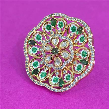 Kundan Adjustable Ring With Carat Plating