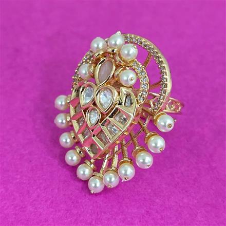 Kundan Adjustable Ring With Carat Plating