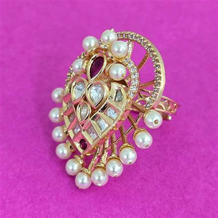 Kundan Adjustable Ring With Carat Plating