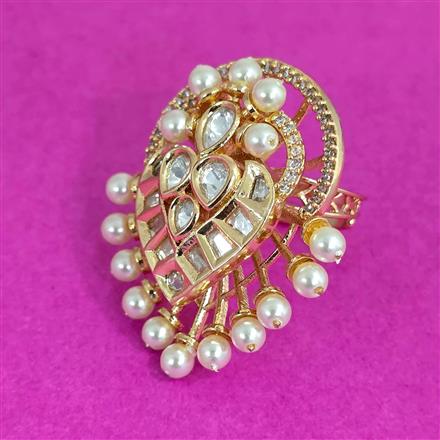 Kundan Adjustable Ring With Carat Plating