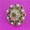 Kundan Adjustable Ring With Victorian Plating
