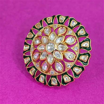 Kundan Adjustable Ring With Carat Plating