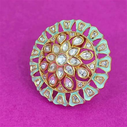 Kundan Adjustable Ring With Carat Plating