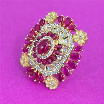 Kundan Adjustable Ring With Carat Plating