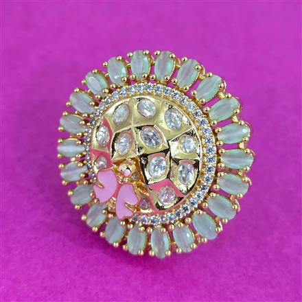 Kundan Adjustable Ring With Carat Plating