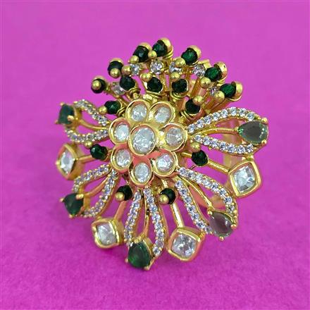 Kundan Adjustable Ring With Victorian Plating