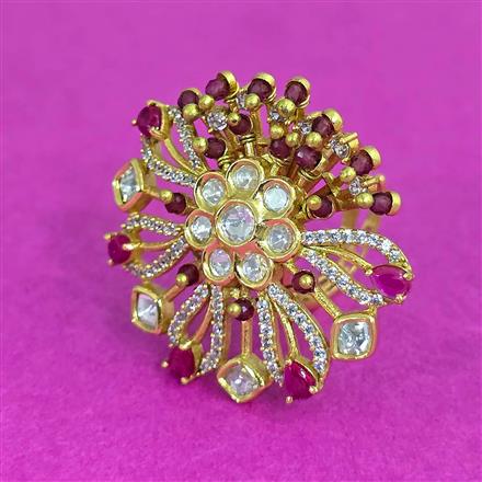 Kundan Adjustable Ring With Victorian Plating