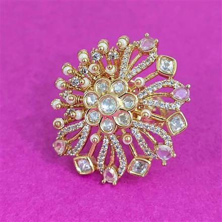 Kundan Adjustable Ring With Carat Plating