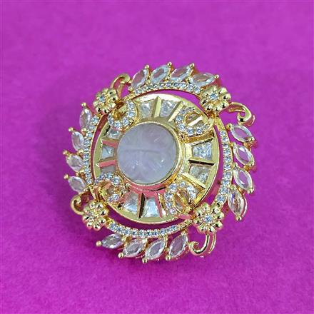 Kundan Adjustable Ring With Carat Plating