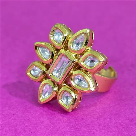 Kundan Adjustable Ring With Gold Plating