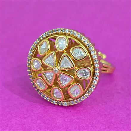 Kundan Adjustable Ring With Carat Plating