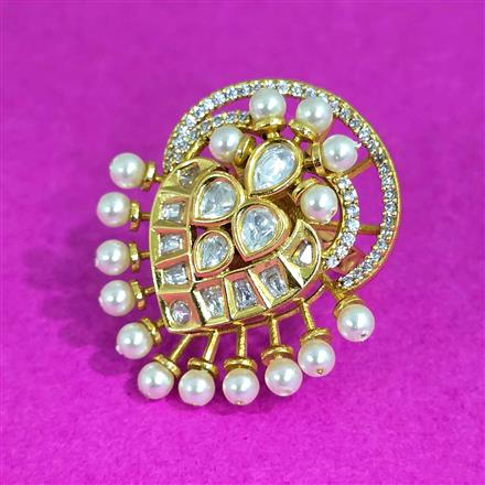 Kundan Adjustable Ring With Victorian Plating