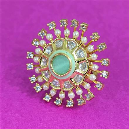 Kundan Meenakari Ring With Gold Plating