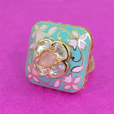 Kundan Meenakari Ring With Carat Plating
