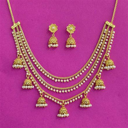 Antique 3 Line Necklace With Gold Plating