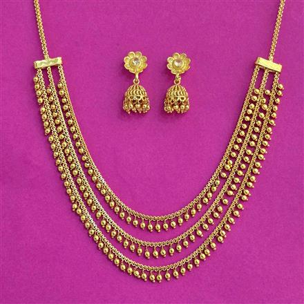 Antique 3 Line Necklace With Gold Plating