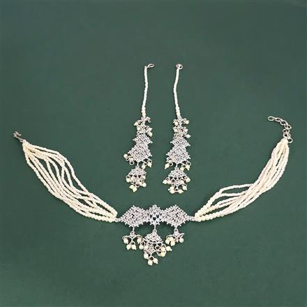 Kundan Choker Necklace With Rhodium Plating