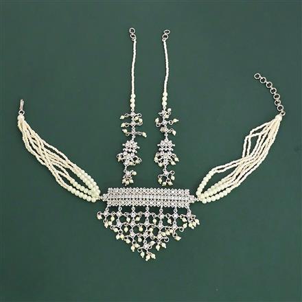 Cubic Zirconia Choker Necklace With Rhodium Plating