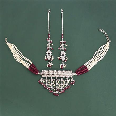 Cubic Zirconia Choker Necklace With Rhodium Plating