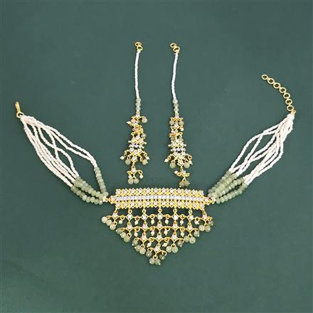 Cubic Zirconia Choker Necklace With 2 Tone Plating