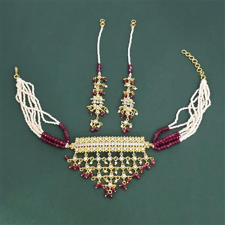 Cubic Zirconia Choker Necklace With 2 Tone Plating