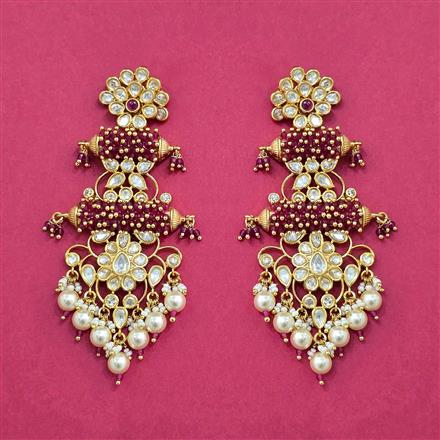 Kundan Moti Earring With Carat Gold Plating