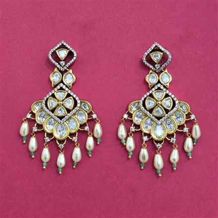 Kundan Moti Earring With Victorian Plating