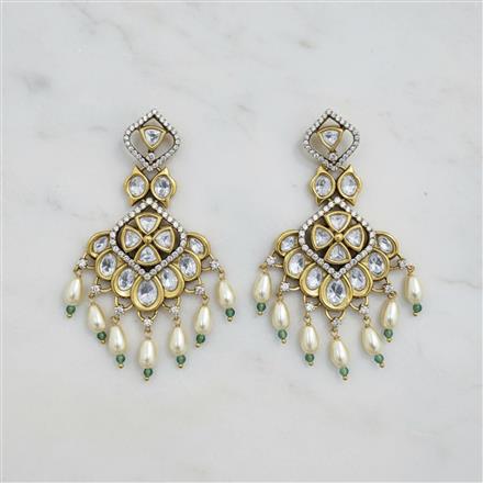 Kundan Moti Earring With Victorian Plating