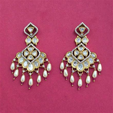 Kundan Moti Earring With Victorian Plating