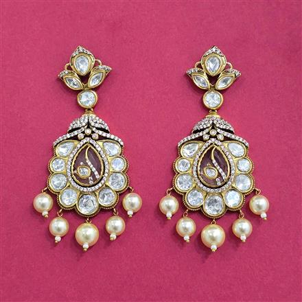 Kundan Moti Earring With Victorian Plating